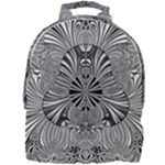 Abstract Art Black and White Floral Intricate Pattern Mini Full Print Backpack