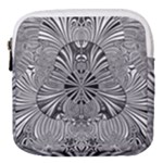 Abstract Art Black and White Floral Intricate Pattern Mini Square Pouch