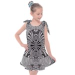 Abstract Art Black and White Floral Intricate Pattern Kids  Tie Up Tunic Dress