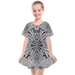 Abstract Art Black and White Floral Intricate Pattern Kids  Smock Dress