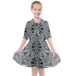 Abstract Art Black and White Floral Intricate Pattern Kids  All Frills Chiffon Dress