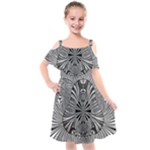 Abstract Art Black and White Floral Intricate Pattern Kids  Cut Out Shoulders Chiffon Dress