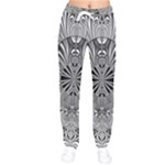 Abstract Art Black and White Floral Intricate Pattern Women velvet Drawstring Pants