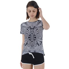 Abstract Art Black And White Floral Intricate Pattern Short Sleeve Foldover Tee by SpinnyChairDesigns