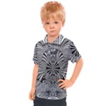 Abstract Art Black and White Floral Intricate Pattern Kids  Polo Tee