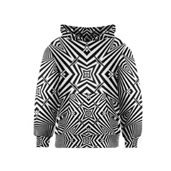 Black And White Line Art Pattern Stripes Kids  Pullover Hoodie by SpinnyChairDesigns