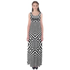 Black And White Line Art Pattern Stripes Empire Waist Maxi Dress by SpinnyChairDesigns