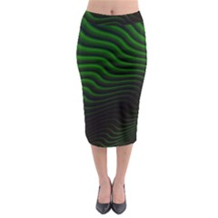 Black And Green Abstract Stripes Gradient Midi Pencil Skirt by SpinnyChairDesigns