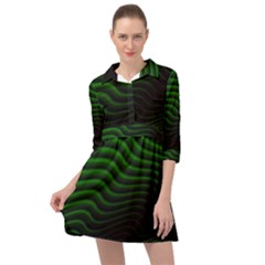 Black And Green Abstract Stripes Gradient Mini Skater Shirt Dress by SpinnyChairDesigns