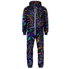 Multicolored Abstract Art Pattern Hooded Jumpsuit (men)  by SpinnyChairDesigns
