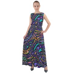 Multicolored Abstract Art Pattern Chiffon Mesh Boho Maxi Dress by SpinnyChairDesigns