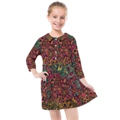 Stylish Fall Colors Camouflage Kids  Quarter Sleeve Shirt Dress by SpinnyChairDesigns
