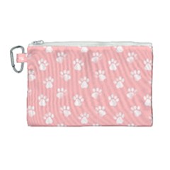 Animal Cat Dog Prints Pattern Pink White Canvas Cosmetic Bag (large) by SpinnyChairDesigns