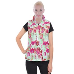 Cosmos Flowers Red Women s Button Up Vest by DinkovaArt