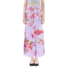 Cosmos Flowers Pink Full Length Maxi Skirt by DinkovaArt
