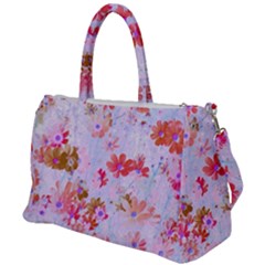 Cosmos Flowers Pink Duffel Travel Bag by DinkovaArt