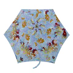 Cosmos Flowers Ligh Blue Mini Folding Umbrellas by DinkovaArt