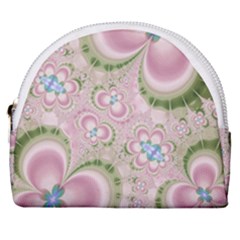 Pastel Pink Abstract Floral Print Pattern Horseshoe Style Canvas Pouch