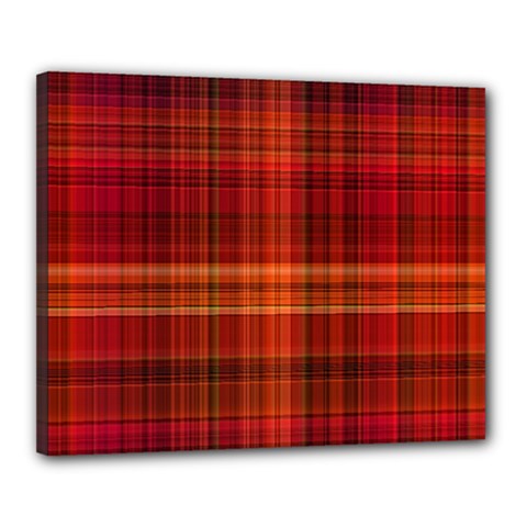 Red Brown Orange Plaid Pattern Canvas 20  X 16  (stretched)