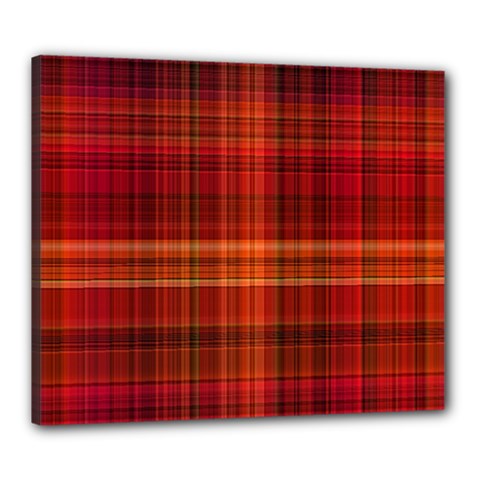 Red Brown Orange Plaid Pattern Canvas 24  X 20  (stretched)