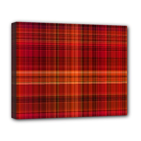 Red Brown Orange Plaid Pattern Deluxe Canvas 20  X 16  (stretched)
