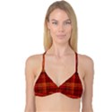 Red Brown Orange Plaid Pattern Reversible Tri Bikini Top View1