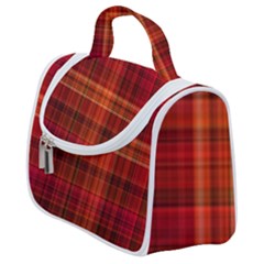 Red Brown Orange Plaid Pattern Satchel Handbag