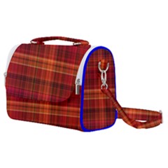 Red Brown Orange Plaid Pattern Satchel Shoulder Bag