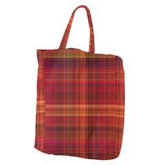 Red Brown Orange Plaid Pattern Giant Grocery Tote