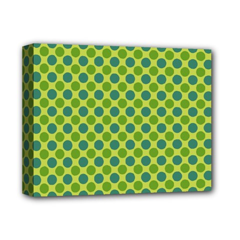 Green Polka Dots Spots Pattern Deluxe Canvas 14  X 11  (stretched)