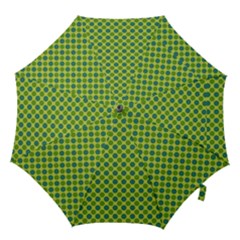 Green Polka Dots Spots Pattern Hook Handle Umbrellas (large)