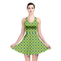 Green Polka Dots Spots Pattern Reversible Skater Dress