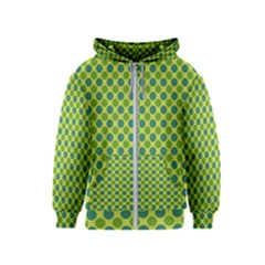 Green Polka Dots Spots Pattern Kids  Zipper Hoodie