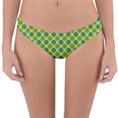 Green Polka Dots Spots Pattern Reversible Hipster Bikini Bottoms