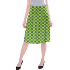 Green Polka Dots Spots Pattern Midi Beach Skirt