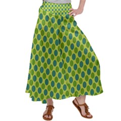 Green Polka Dots Spots Pattern Satin Palazzo Pants