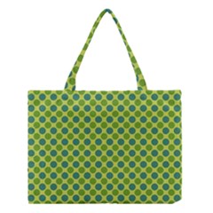 Green Polka Dots Spots Pattern Medium Tote Bag by SpinnyChairDesigns