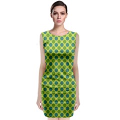 Green Polka Dots Spots Pattern Sleeveless Velvet Midi Dress