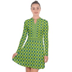 Green Polka Dots Spots Pattern Long Sleeve Panel Dress