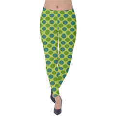 Green Polka Dots Spots Pattern Velvet Leggings