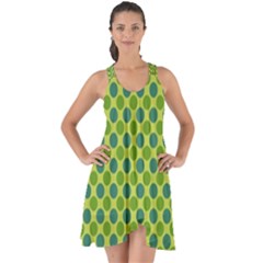 Green Polka Dots Spots Pattern Show Some Back Chiffon Dress