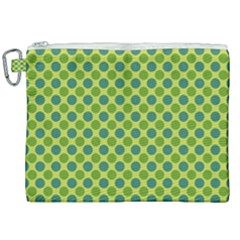 Green Polka Dots Spots Pattern Canvas Cosmetic Bag (xxl)