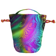Psychedelic Swirl Trippy Abstract Art Drawstring Bucket Bag by SpinnyChairDesigns