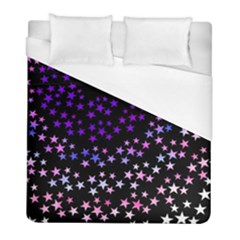 Purple Stars On Black Pattern Duvet Cover (full/ Double Size) by SpinnyChairDesigns