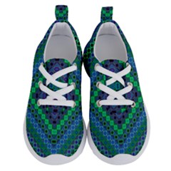 Blue Green Diamond Pattern Running Shoes by SpinnyChairDesigns
