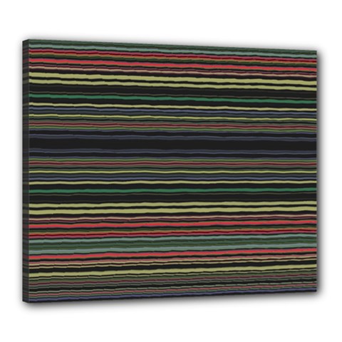 Dark Rust Red And Green Stripes Pattern Canvas 24  X 20  (stretched) by SpinnyChairDesigns