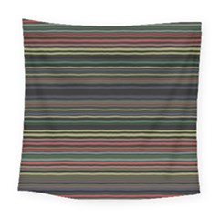 Dark Rust Red And Green Stripes Pattern Square Tapestry (large) by SpinnyChairDesigns