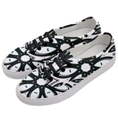 Black And White Floral Print Pattern Women s Classic Low Top Sneakers by SpinnyChairDesigns