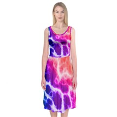 Colorful Tie Dye Pattern Texture Midi Sleeveless Dress by SpinnyChairDesigns