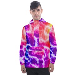 Colorful Tie Dye Pattern Texture Men s Front Pocket Pullover Windbreaker by SpinnyChairDesigns
